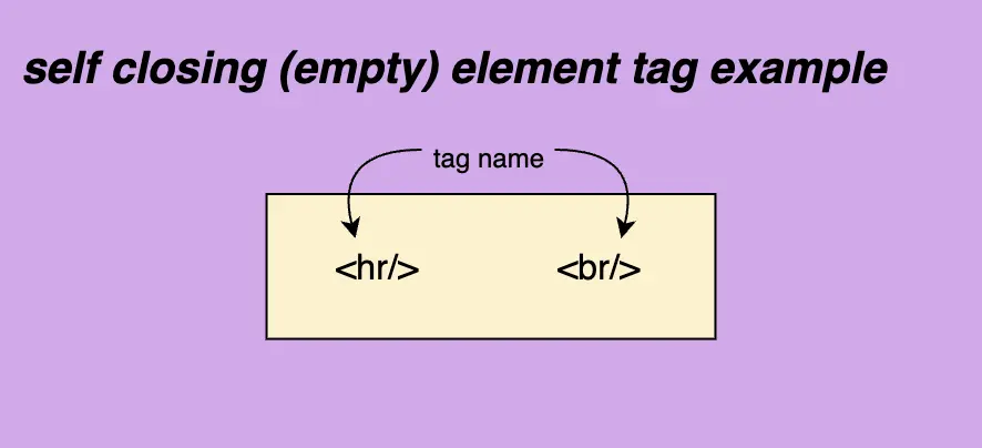 HTML elements. This is an image showing an example of an empty self closing tag.