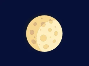 This image displays a yellow moon against a dark background.