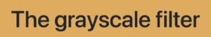 This image displays black text on an orange background with the CSS grayscale filter set to 50%, converting the background into grayish shades while reducing its original color intensity.
