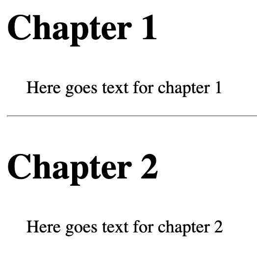 This image shows how we separate two chapters with a horizontal row among them.