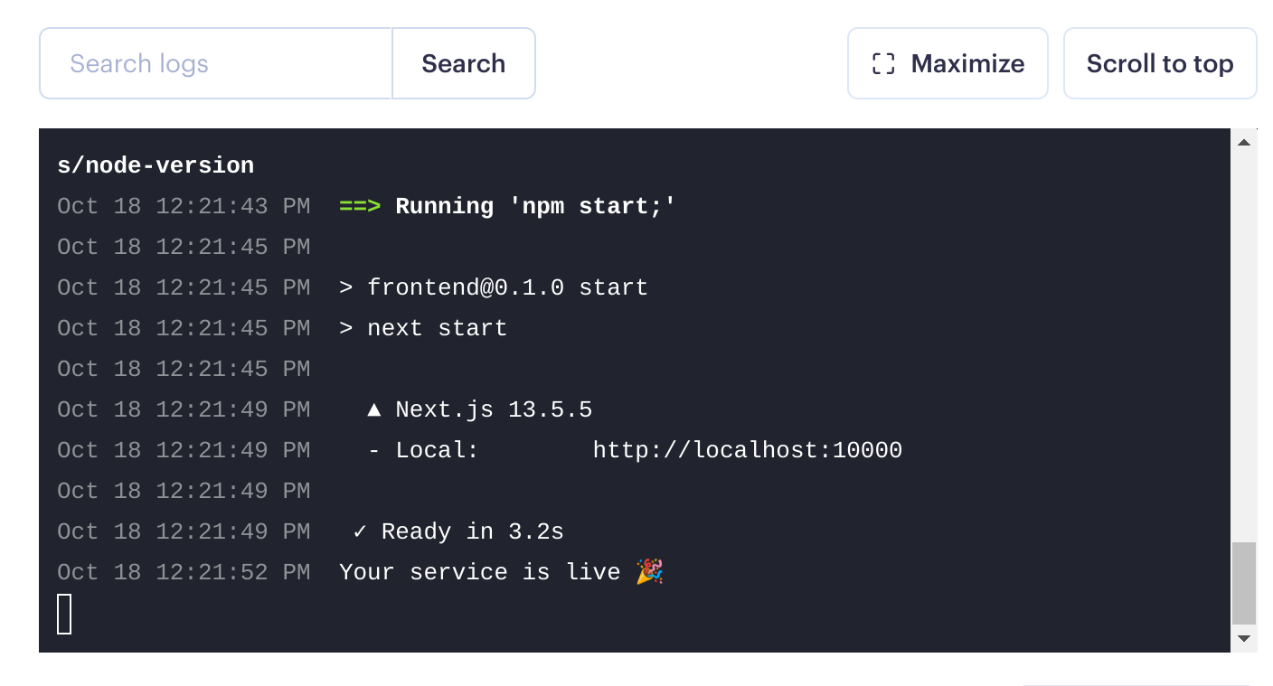 Successfull deployment logs