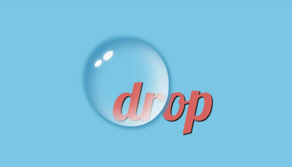 Blue water drop with text underneath. Image made by the author.