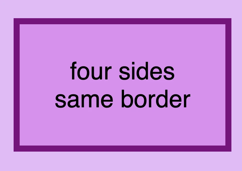 Border styles css: This image shows a box with a 10px solid purple border applied to all 4 sides.