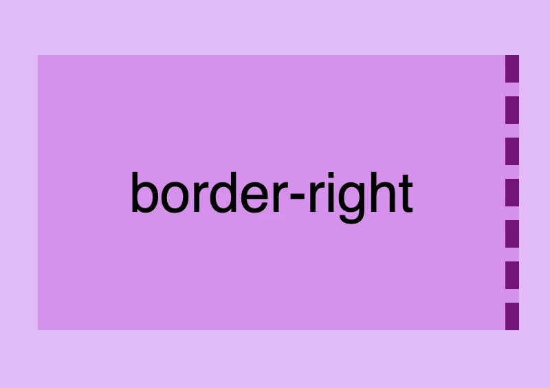 Border styles css: This image shows a box with a 10px dashed purple border-right.