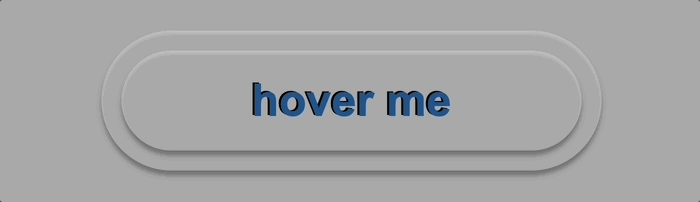 A gif showing a gray clickable transparent button with the words "hover me" on the top. When we hover over the button these words turn to "click me". If we click the message: "Good Job" appears .