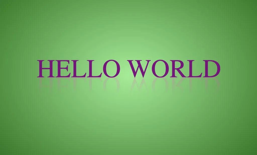 Purple text with reflection over green background. Image made by the author.