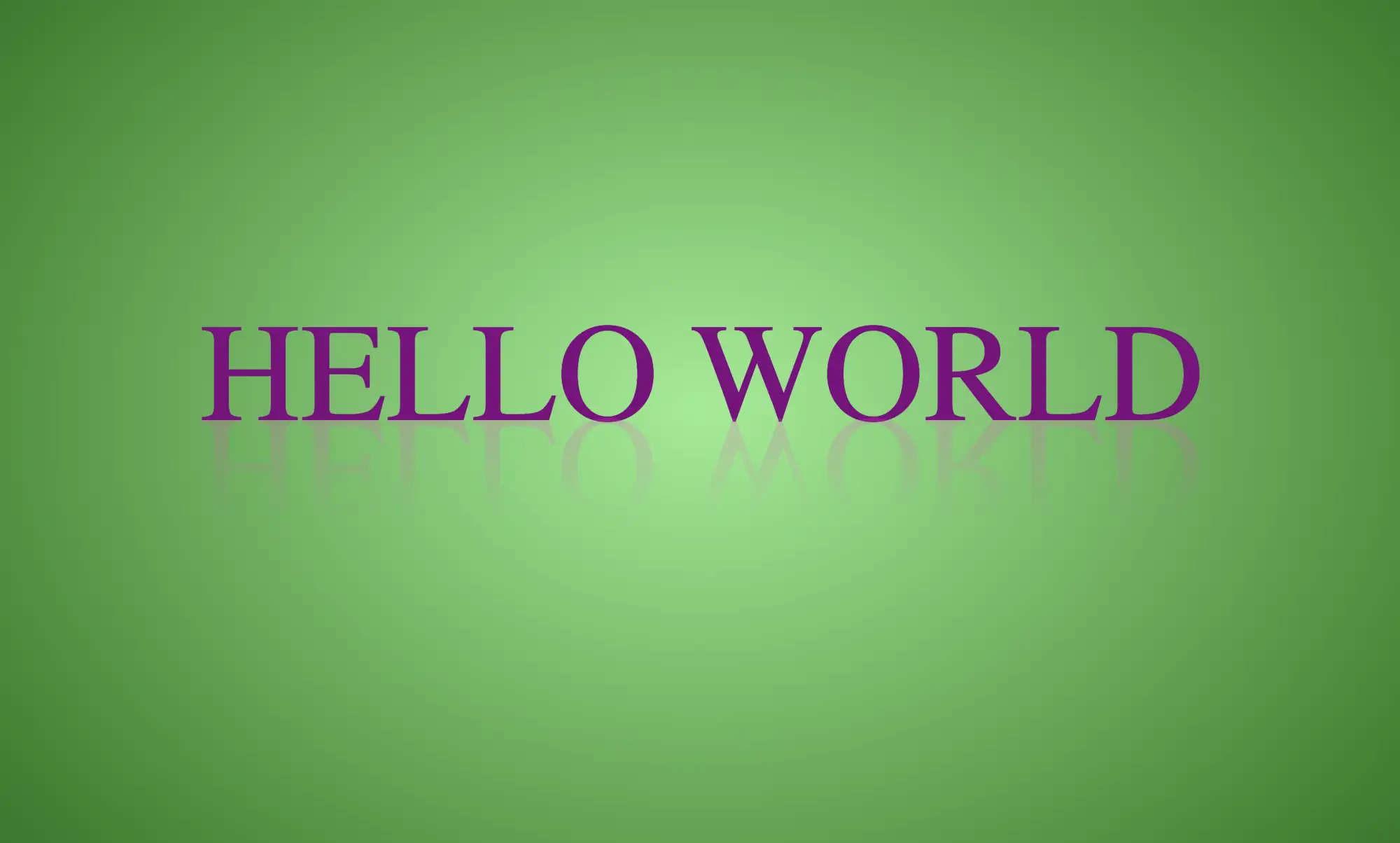 Purple text with reflection over green background. Image made by the author.