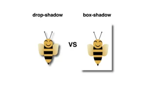 Two bees, one with box-shadow and the other with drop-shadow. Image made by the author.