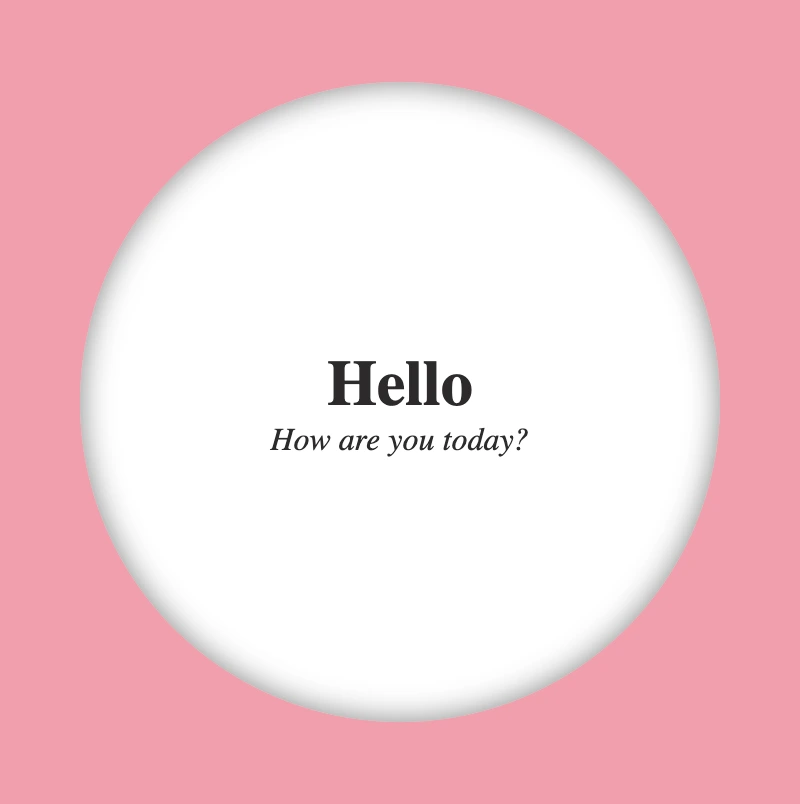 The back side of our 2d card. It has a title with the world 'Hello' and a text writting 'How are you today?'.