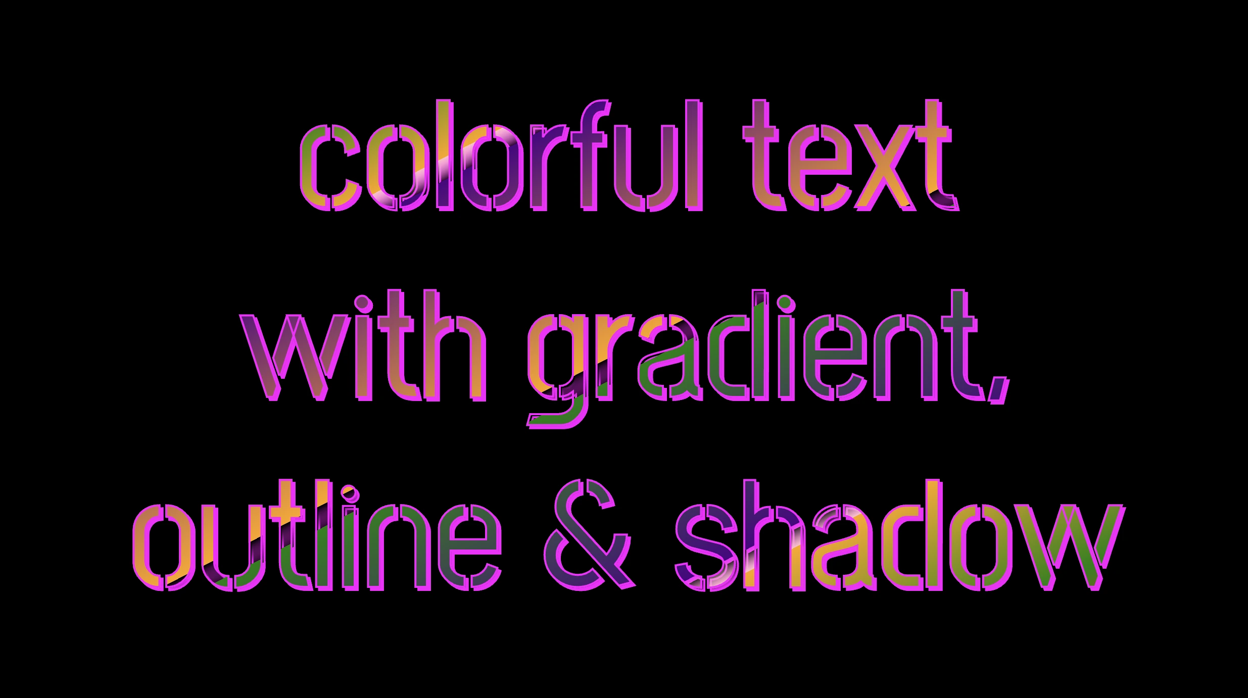 CSS colorful text: This image includes colorful text effects variations