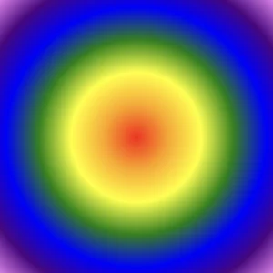 The default radial gradient technique with red, yellow, green, blue and purple. Image made by the author.