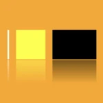 White, yellow and black shapes with their reflections over orange background. Image made by the author.