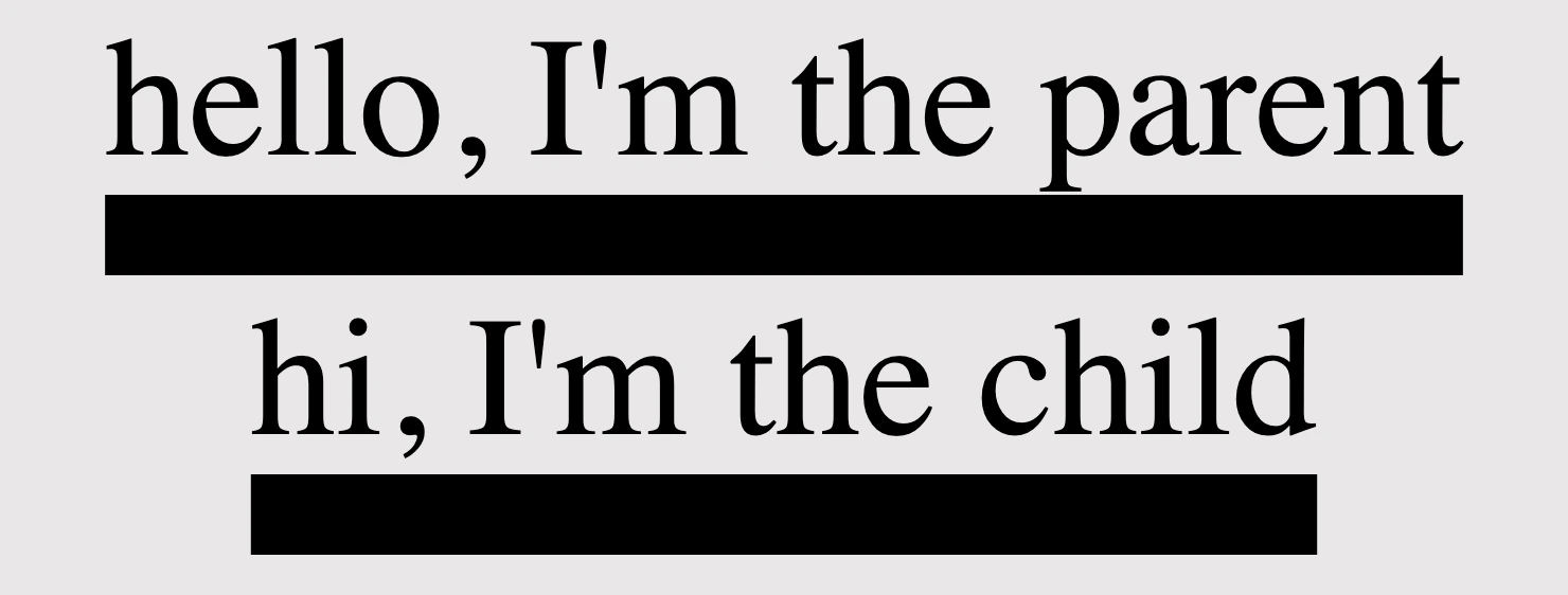 CSS for text decoration: An image showing that the child element inherits the parents thickness setting the text-decoration-thickness: inherit CSS property.