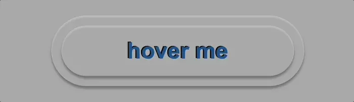 A gif showing a gray clickable transparent button with the words "hover me" on the top. When we hover over the button these words turn to "click me".