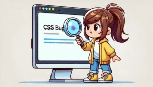 Girl examining bug, over a screen, through magnifying glass.