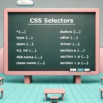 A blackboard, in a classroom, with the CSS selectors written on.