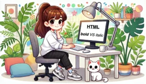 Girl coding in front of a computer.