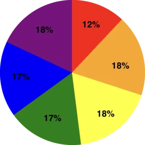 A colorful pie chart using the conic-gradient technique.