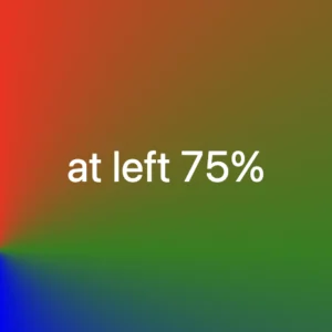 Conic gradient with many colors. The center is at the 75% of the left side of the square.