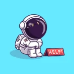 Astronaut sitting and asking for help