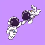 Astronaut flying with another astronaut