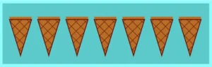 The CSS nth-child() selector. Seven ice cream cones side by side.