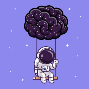 Sad astronaut swing on brain.