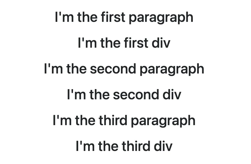 CSS nth child VS nth of type selectors. This image shows <p> and <div> as children inside a <section> element