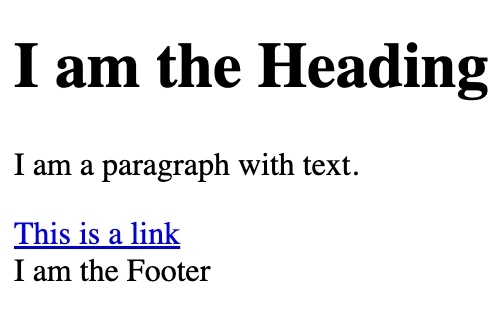 Is HTML a programming language?
An image with a heading tag, a paragraph tag, a link tag and a footer tag.