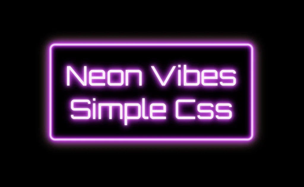 Styling the neon text with pink, magenta and purple hues setting the text shadow CSS property.